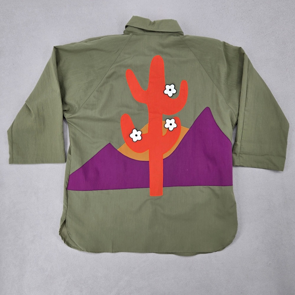 Joyce Sportswear Womens Vintage LARGE Desert Green Southwestern Cactus Shirt